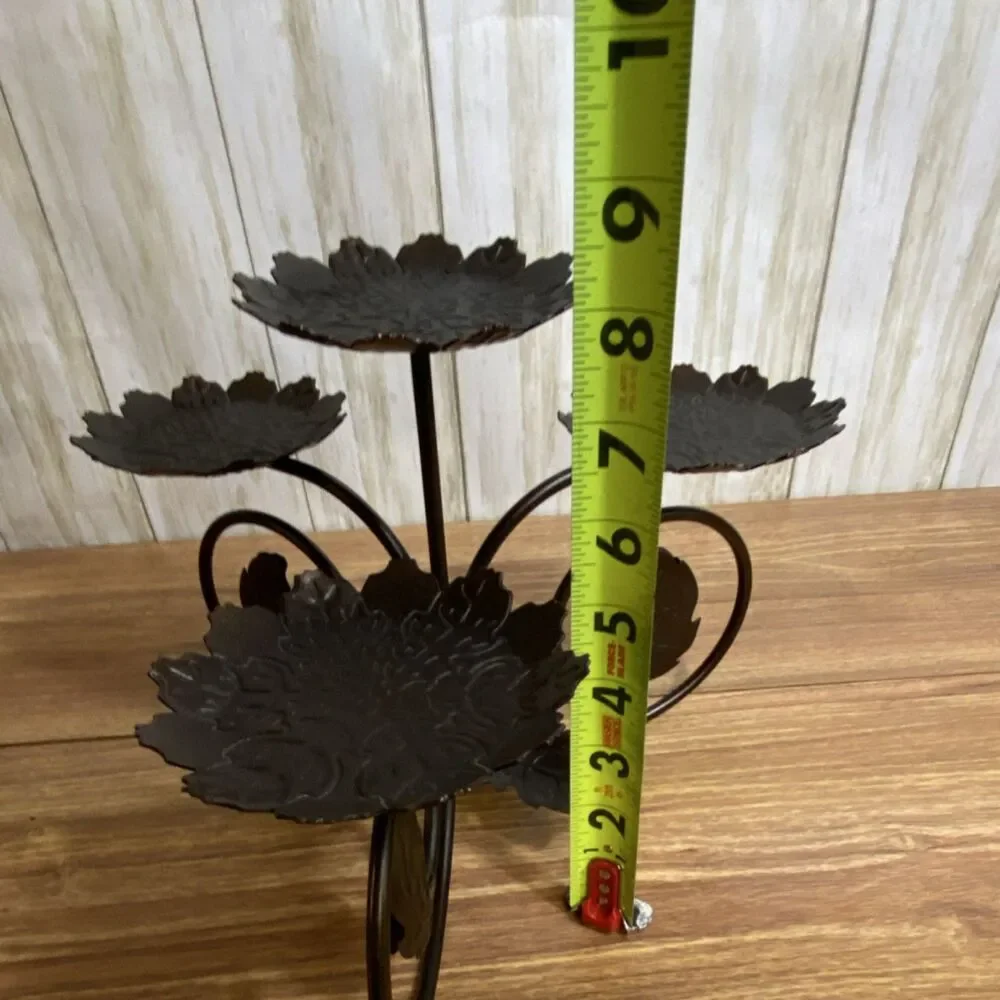 Vintage PartyLite P7528 Leaf Viking Metal Multi-Tier Candle Holder Centerpiece